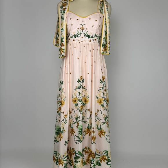 FARM Rio Pink Midi Sundress with Sweetheart Neckline - Picture 4 of 7